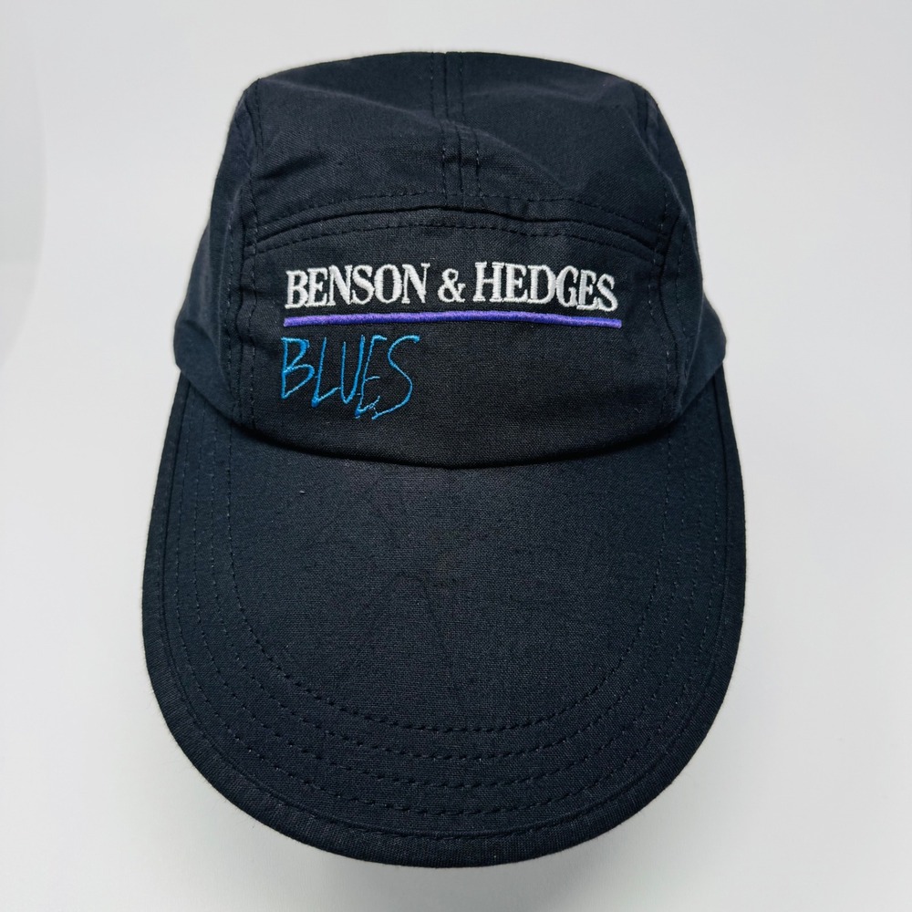 Vintage Benson & Hedges Blues 5 Panel Hat Black USA Made Tobacco Promo Cap OSFA